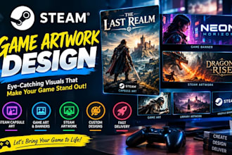 create steam capsule art, game art, steam artwork, game banner, steam banner