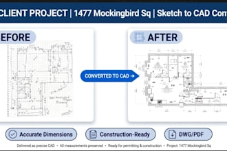do autocad drafting  and convert hand sketch to floor plan dwg file and pdf