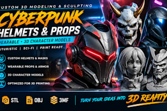 create futuristic cyberpunk helmets wearable props and 3d character models