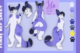 draw custom furry reference sheet furry oc art fursona