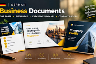 do german business one pager flyer, pitch deck executive summary company profile