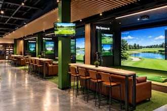 create 3d golf simulator room and indoor golf studio designs