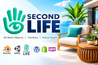 custom 3d second life mesh objects and furniture virtual assets and 3d modeling