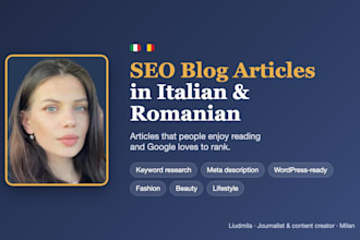 write SEO blog articles in italian or romanian