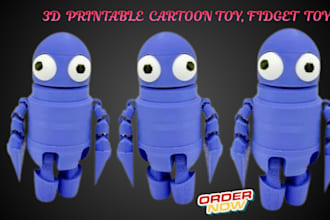 custom 3d printable cartoon toy, fidget toy, flexi animal, collectible model
