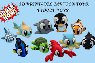 custom 3d printable cartoon toy, fidget toy, flexi animal, collectible model