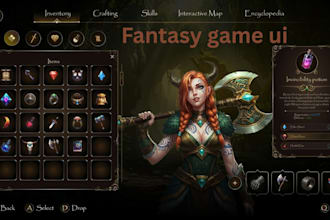 design 2d action, fantasy game ui ux, hud, menu  for your rpg and  mobile game