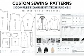 create custom sewing patterns and complete garment tech packs for clothing bran
