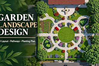 design stunning garden landscape layout, backyard visualization design