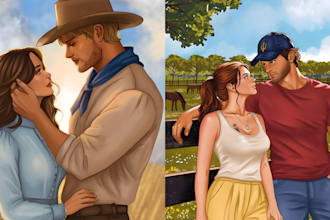 do comtemporary romance book illustration  couple art character illustration