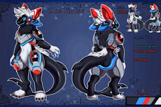 draw custom furry reference sheet, fursona character sheet, protogen ref sheet