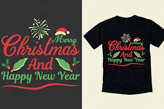 do festive christmas and new year logo for tshirts sweaters and hoodies