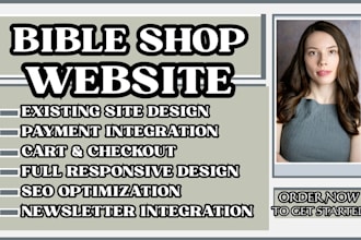 design a christian bookstore website, religious store, and bible shop website
