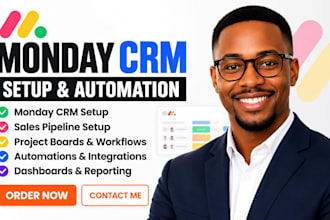 setup monday CRM, project management boards and workflow automation