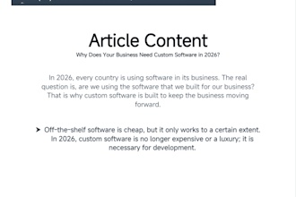 write SEO optimized article custom software development for your tech business