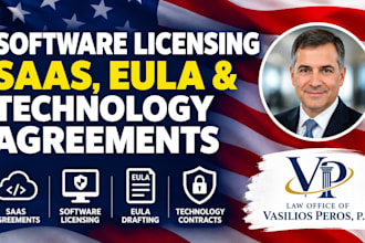 draft software licensing, saas, eula and technology agreements