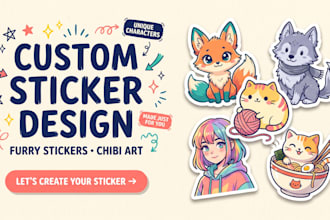 create furry stickers custom stickers chibi art and furry characters