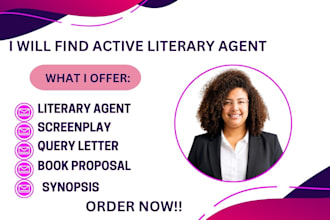 research literary agents and write a professional query letter and book synopsis