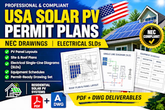 create USA solar pv permit plans, nec compliant drawings, and electrical slds