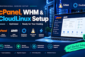install and setup cpanel, whm and cloudlinux server