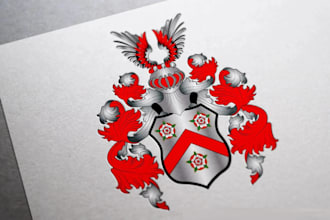design a hand painted custom coat of arms or family crest
