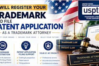 register your trademark and file patent application as a trademark attorney