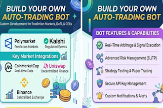 make auto trading bot for polymarket, kalshi, coinmarketcap, uniswap, binance