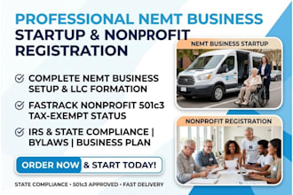 setup nemt business startup and nonprofit registration 501c3