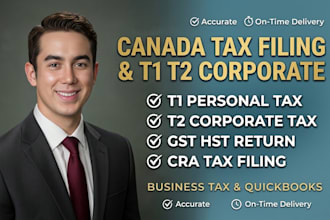 file canadian taxes, t1 personal tax, t2 corporate tax, and gst hst return