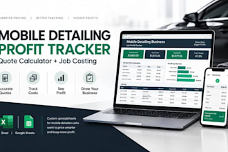build mobile detail pricing calculator and job profit tracker in excel or sheet