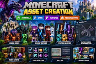 create minecraft blockbench 3d models items weapons skins textures resource pack