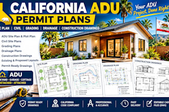 draw permit california adu site plan civil grading drainage construction drawing