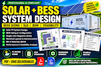design solar battery storage systems with bess sizing, sld, and bill of material