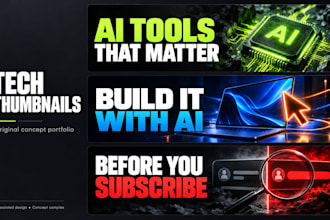design bold custom youtube thumbnails for tech and ai videos