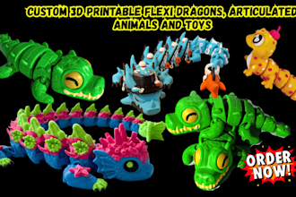 create custom 3d printable flexi dragon toy, articulated animal, 3d toy figurine