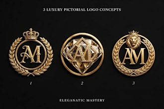 design 3 luxury pictorial emblem logo for your brand