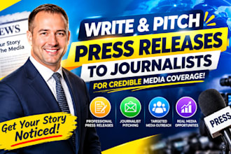 write and pitch press releases to journalists for credible media coverage