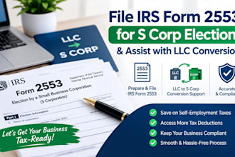 file irs form 2553 for s corp election and assist with llc conversion