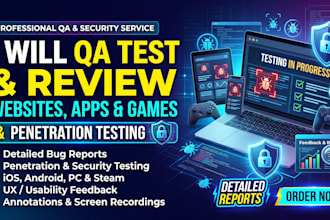 qa test review website or app for bugs with detailed feedback,penetration test