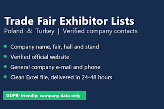 create trade fair exhibitor lists for poland and turkey with contacts