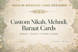 design the luxury nikah baraat walima invitation card