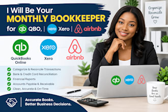 be your monthly bookkeeper for qbo, xeros, airbnb, etc