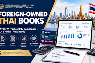 manage foreign owned thai books for amity treat vat3, wht and monthly compliance