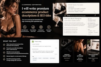 write premium ecommerce product descriptions SEO titles