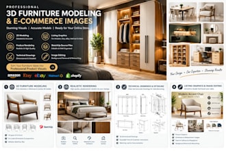 design furniture 3d models, technical drawings, and product images