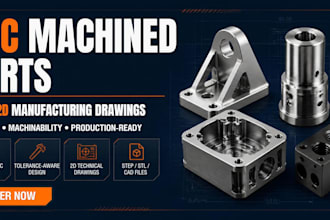 create cnc machined parts with dfm and 2d drawings for manufacturing