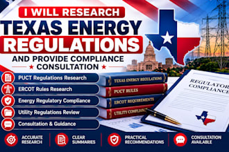 research texas energy regulations and provide compliance consultation