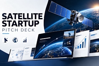 design satellite startup pitch deck, spacetech investor presentation design