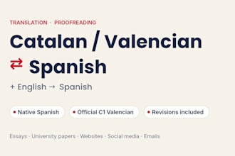 translate and proofread catalan valencian and spanish texts