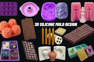 design 3d silicone mould and 3d printable master model for resin candle craft